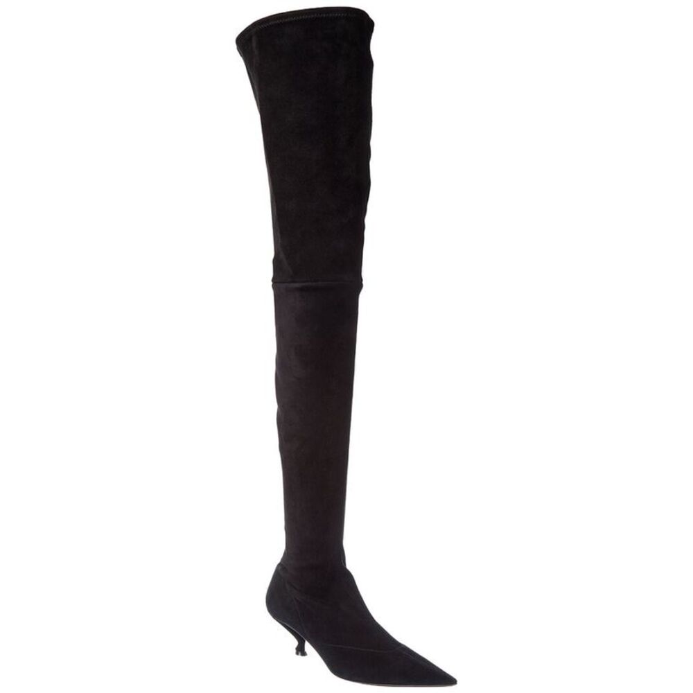 Sergio Rossi Halima 40 Suede Over-The-Knee Boot, Black
